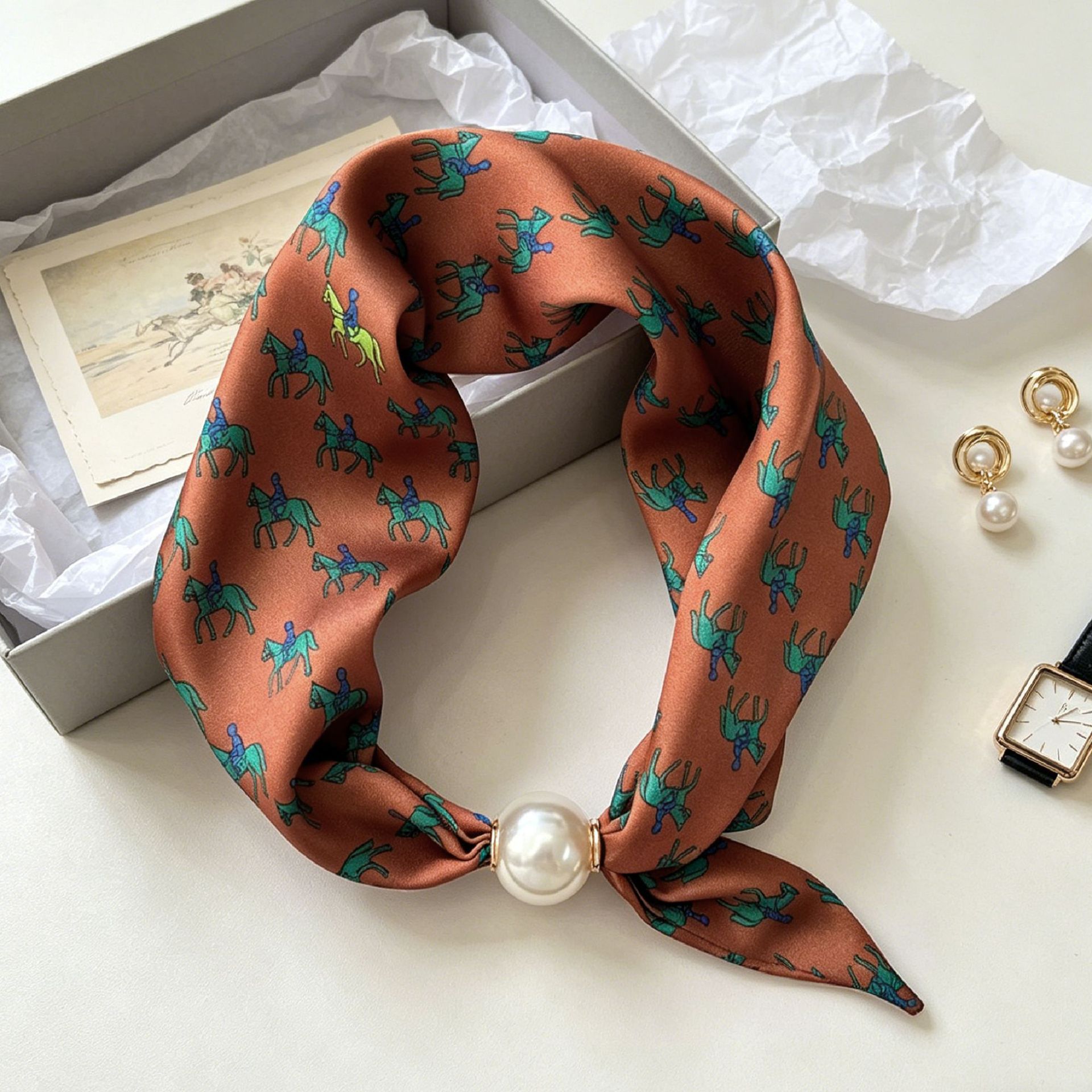 Women'S Accessories For Neck - 럭셔리 나이트 펄 마그네틱 스카프 여성