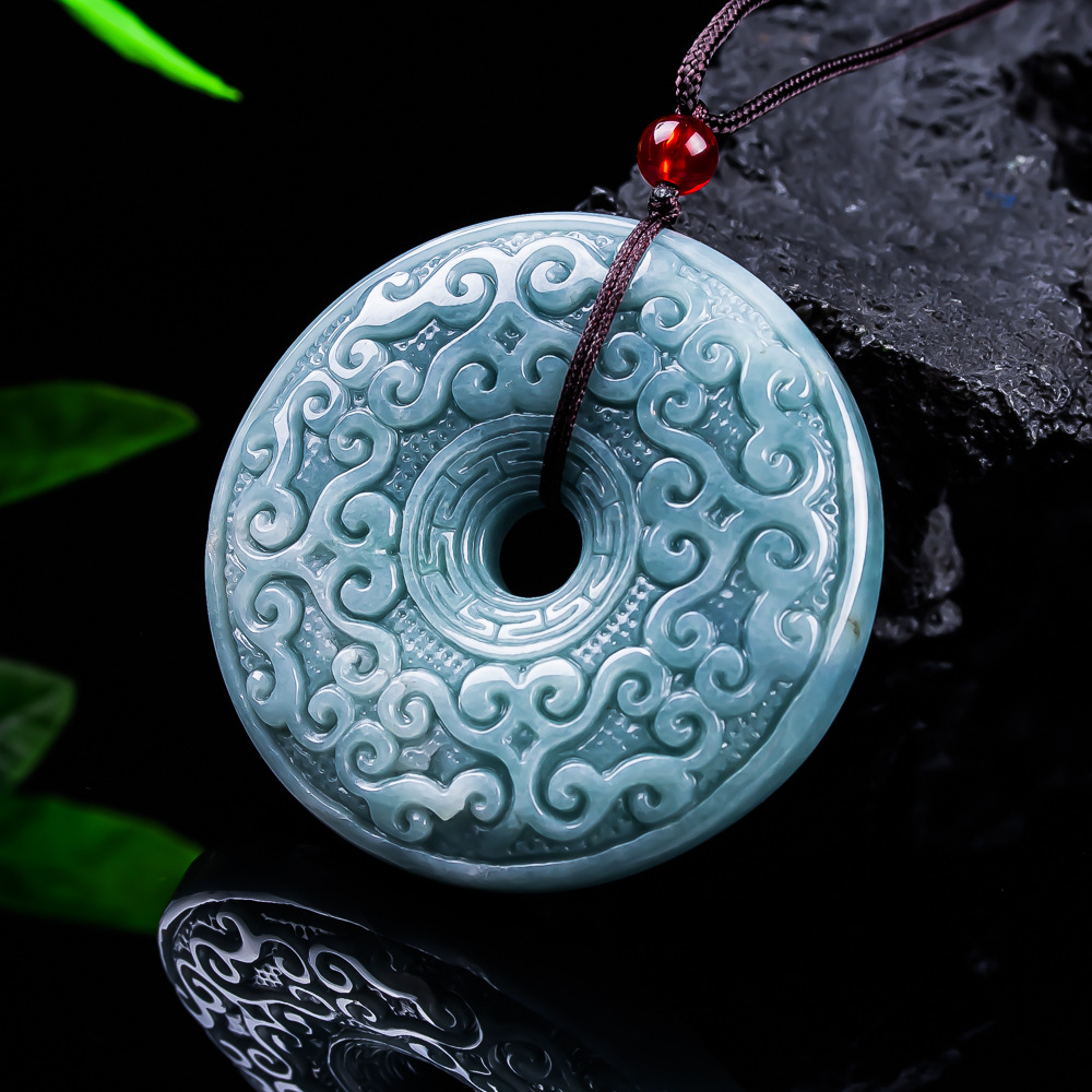 Women Accessories For Gift - 천연 버마산 경옥 꽃 펜던트 목걸이