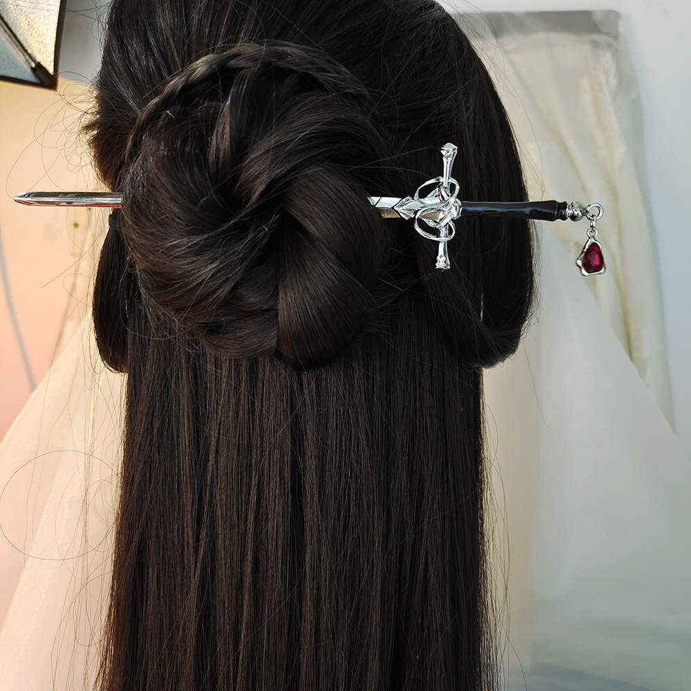 Pearl Hair Pin - 중국식 검 모양 머리핀 빈티지 금속
