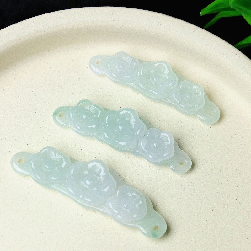 Women Accessories For Gift - 1pc 천연 경옥 에메랄드 꽃 핸드