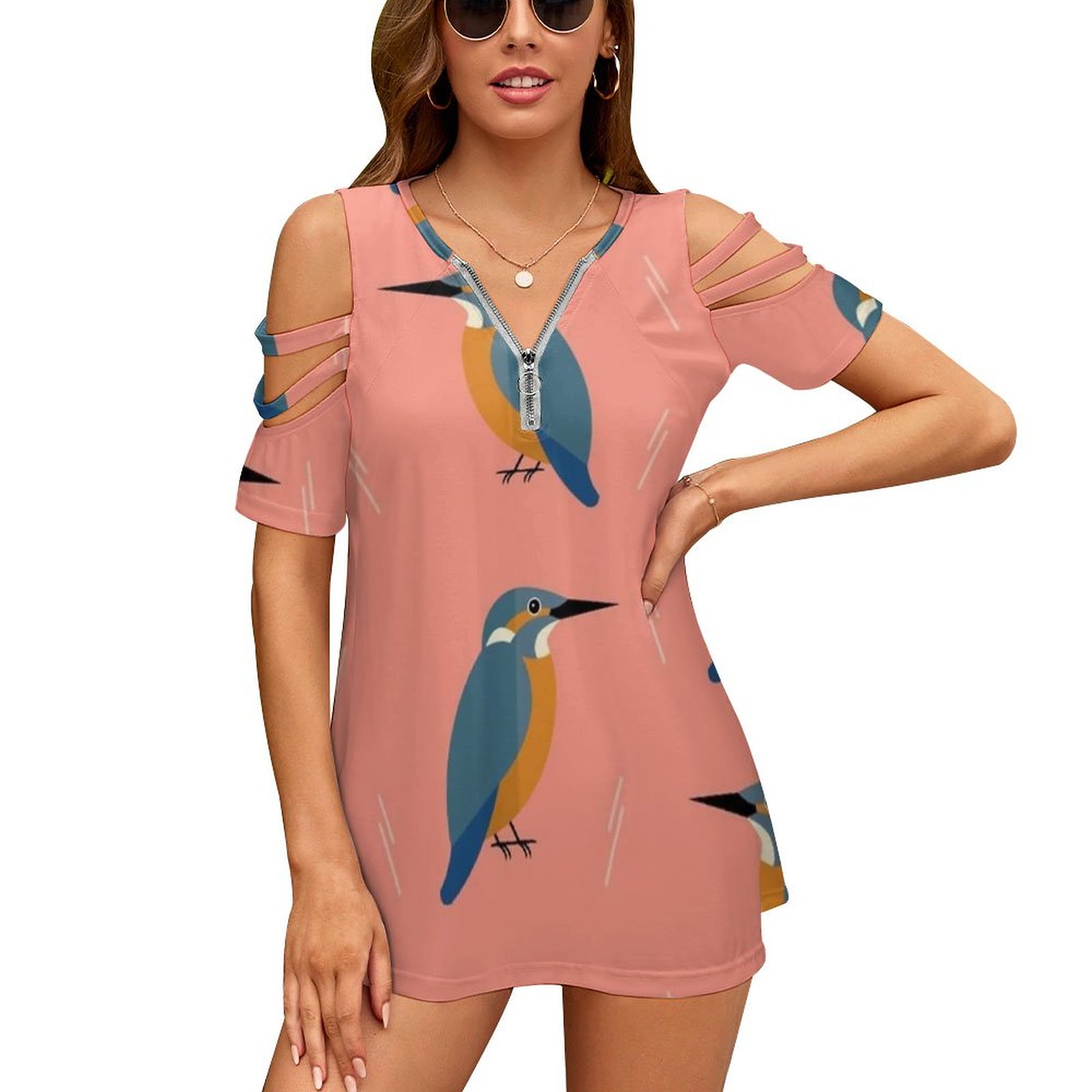Women Accessories Vector - Kingfishers 여성용 반팔 셔츠, 그래픽 디자인