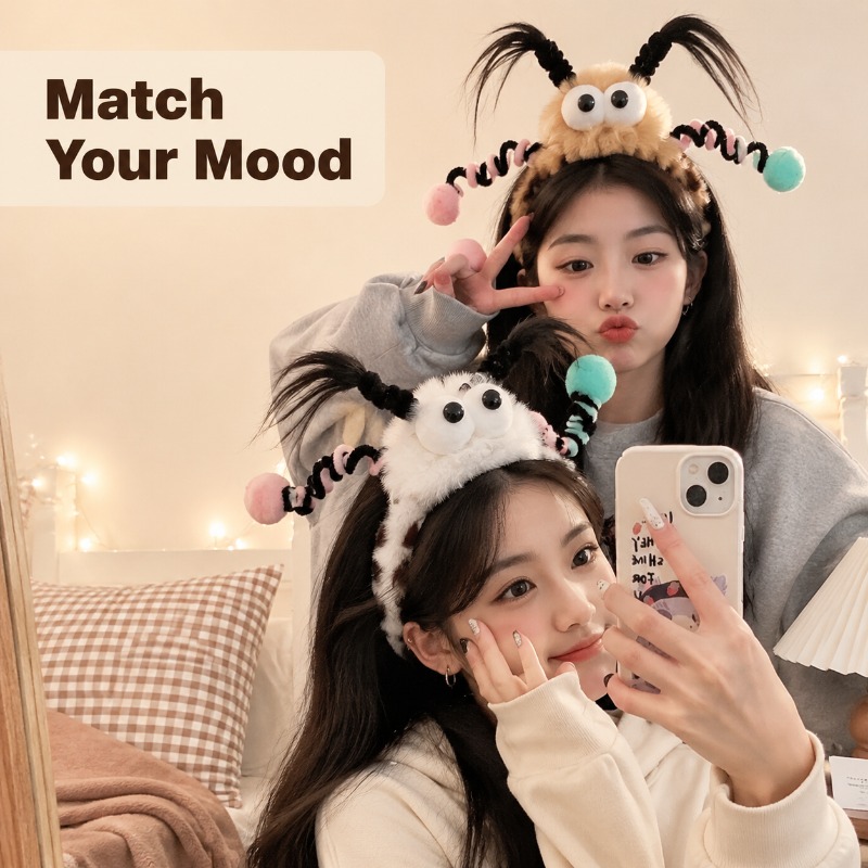 Women Accessories Online - 귀여운 푹신한 몬스터 눈 모양 헤어밴드