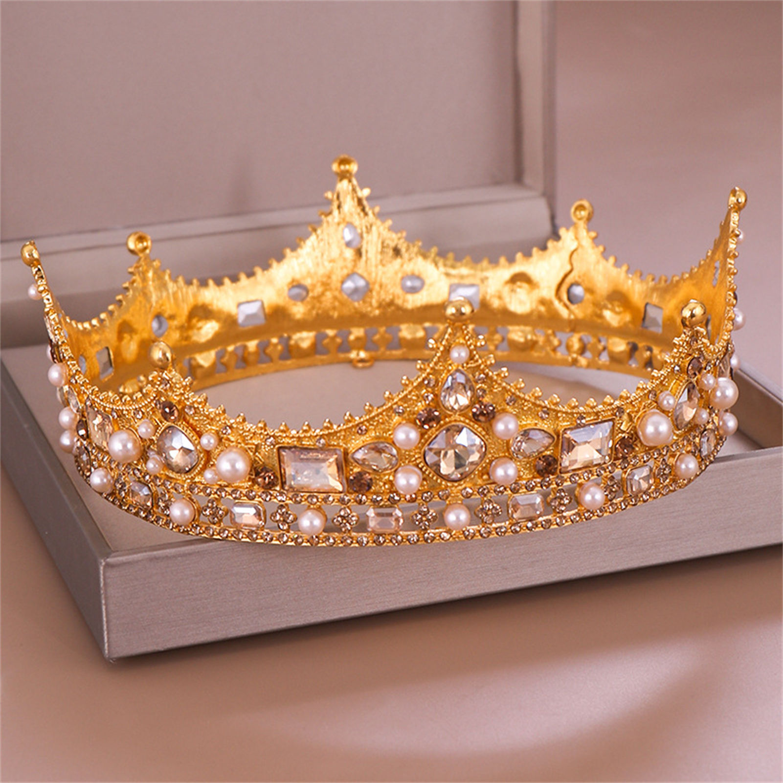 Women'S Wedding Accessories - 합금 크라운 티아라 레트로 신부 라인스톤
