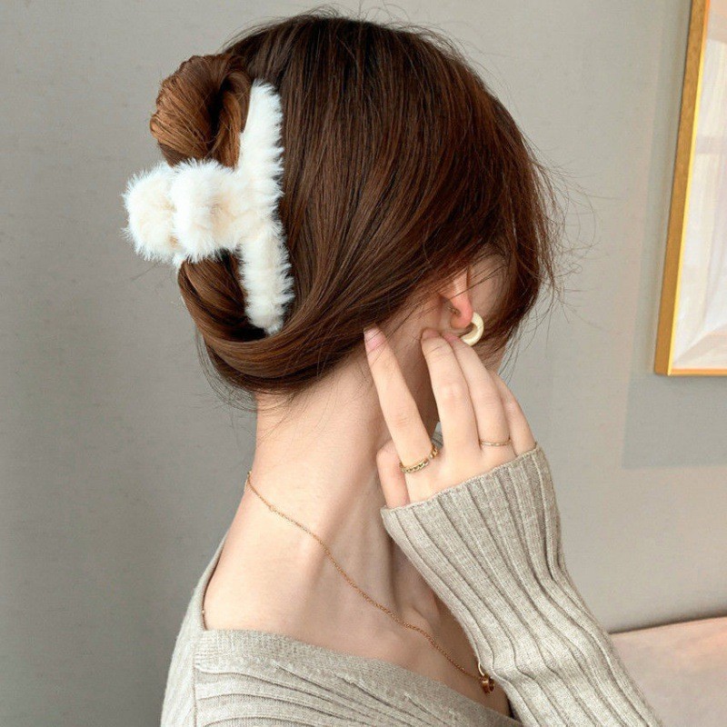 푹신한 플러시 가짜 모피 큰 게 머리 발톱 클립 여자  - Women'S Winter Accessories Set 리뷰 및 가격
