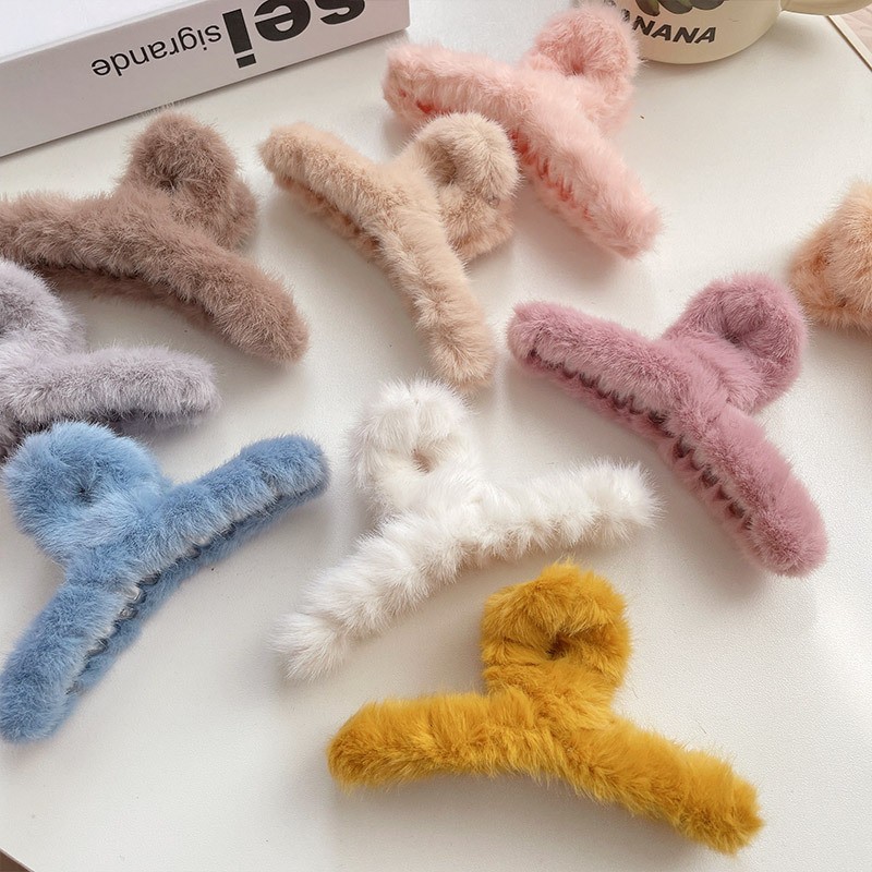 푹신한 플러시 가짜 모피 큰 게 머리 발톱 클립 여자  - Women'S Winter Accessories Set 리뷰 및 가격