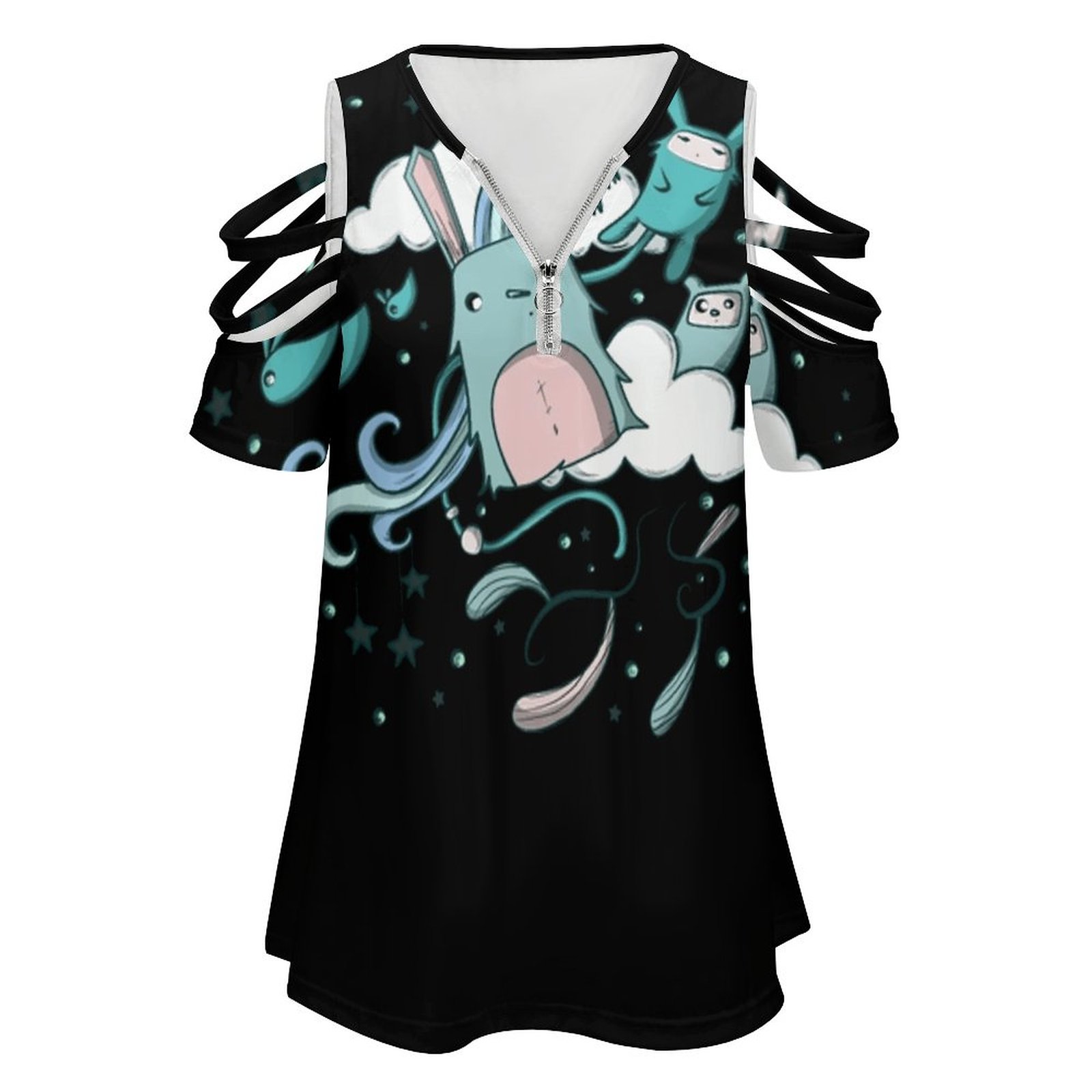 Little Dreams 여성용 지퍼 풀 프린트 티셔츠 - Women Accessories Vector 리뷰 및 가격