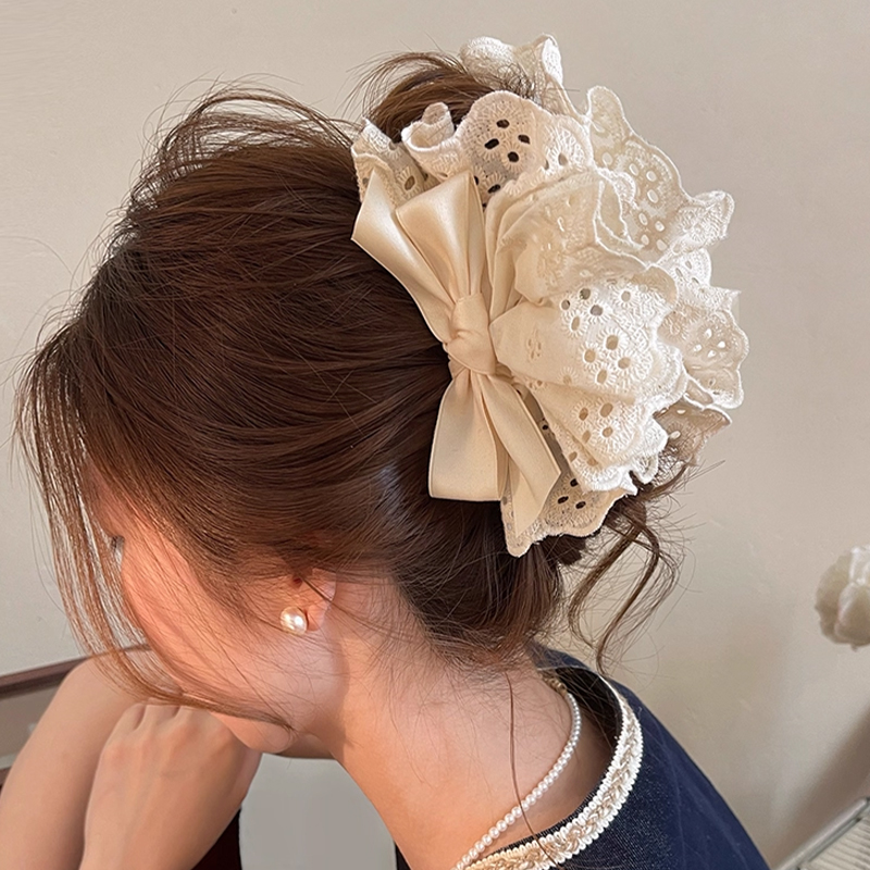 프랑스 감성 레이스 리본 헤어핀 샤크클립 여성 헤어 악 - Women Accessories Sale 리뷰 및 가격