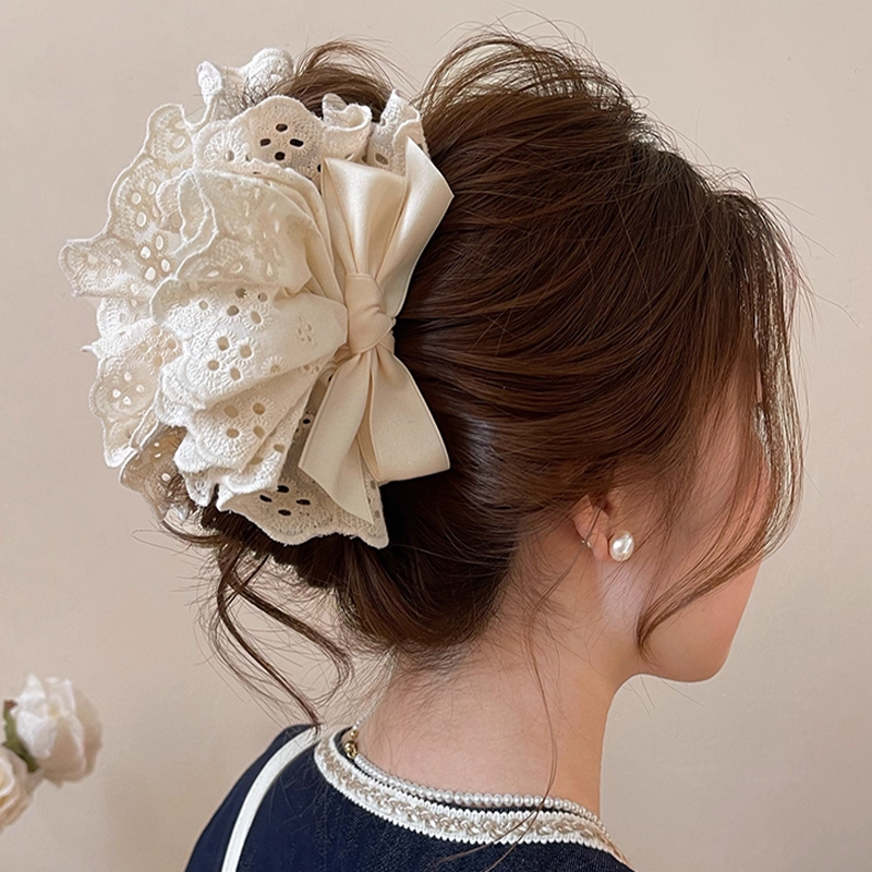 프랑스 감성 레이스 리본 헤어핀 샤크클립 여성 헤어 악 - Women Accessories Sale 리뷰 및 가격