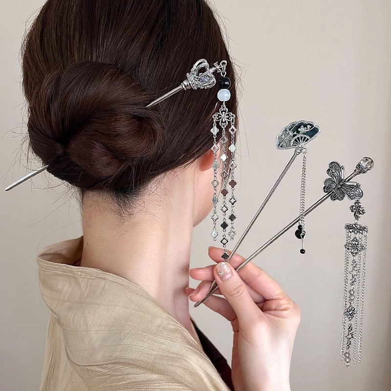 우아한 여성의 머리핀 골동품 실버 나비 술 머리 스틱  - Women Accessories Shop 리뷰 및 가격