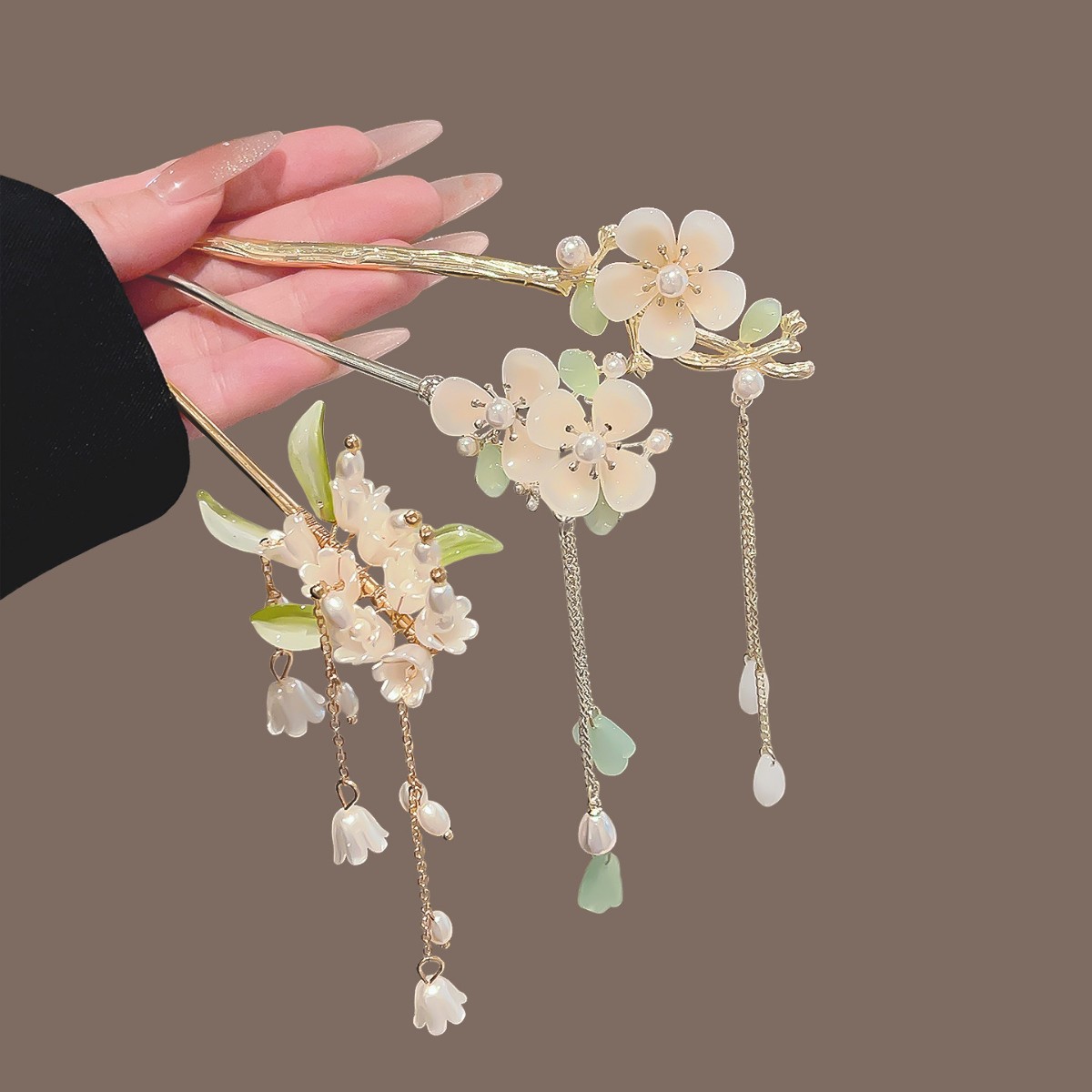 빈티지 중국 스타일 태슬 헤어핀 밸리 릴리 꽃 진주 디 - Pearl Hair Pin 리뷰 및 가격