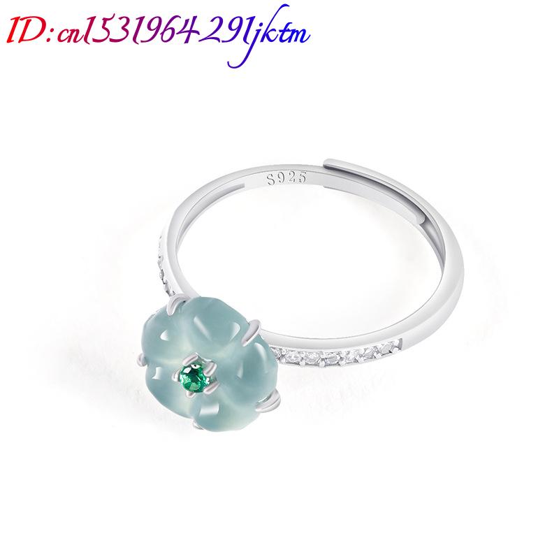 블루 버마산 경옥 꽃 반지 925 실버 천연 버마산 경 - Women Accessories For Gift 리뷰 및 가격
