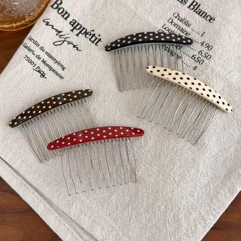 * 새로운 판매 폴카 도트 헤어 빗 머리핀 빈티지 멀티 - Women Accessories Sale 리뷰 및 가격