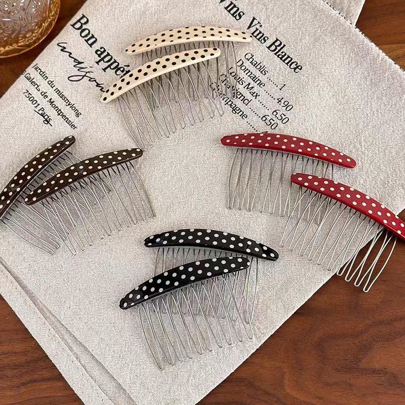 * 새로운 판매 폴카 도트 헤어 빗 머리핀 빈티지 멀티 - Women Accessories Sale 리뷰 및 가격