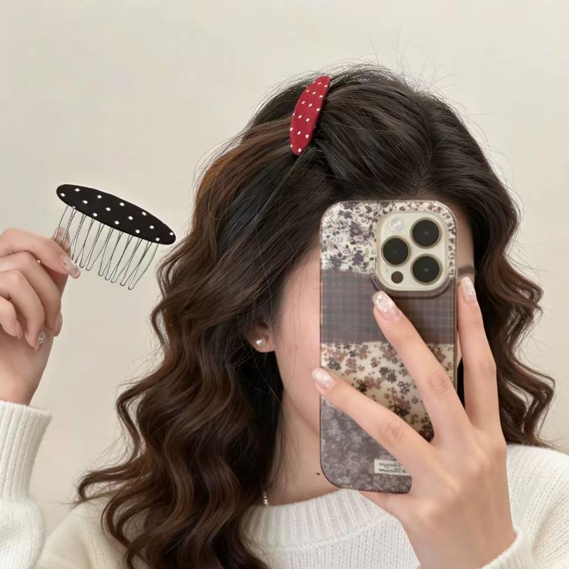 * 새로운 판매 폴카 도트 헤어 빗 머리핀 빈티지 멀티 - Women Accessories Sale 리뷰 및 가격