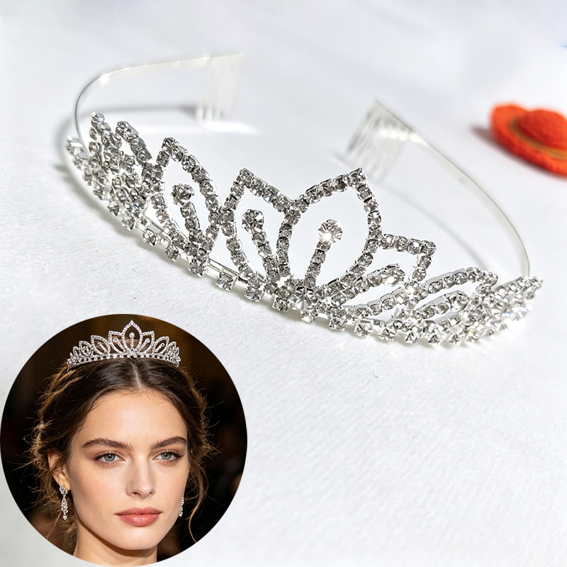 실버 컬러 스파클링 라인스톤 크라운 신부 티아라 웨딩  - Women'S Wedding Accessories 리뷰 및 가격