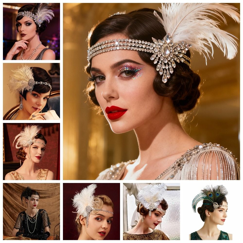 레트로 빈티지 깃털 머리띠 스팽글 크리스탈 가면 무도회 - Women Accessories Online 리뷰 및 가격