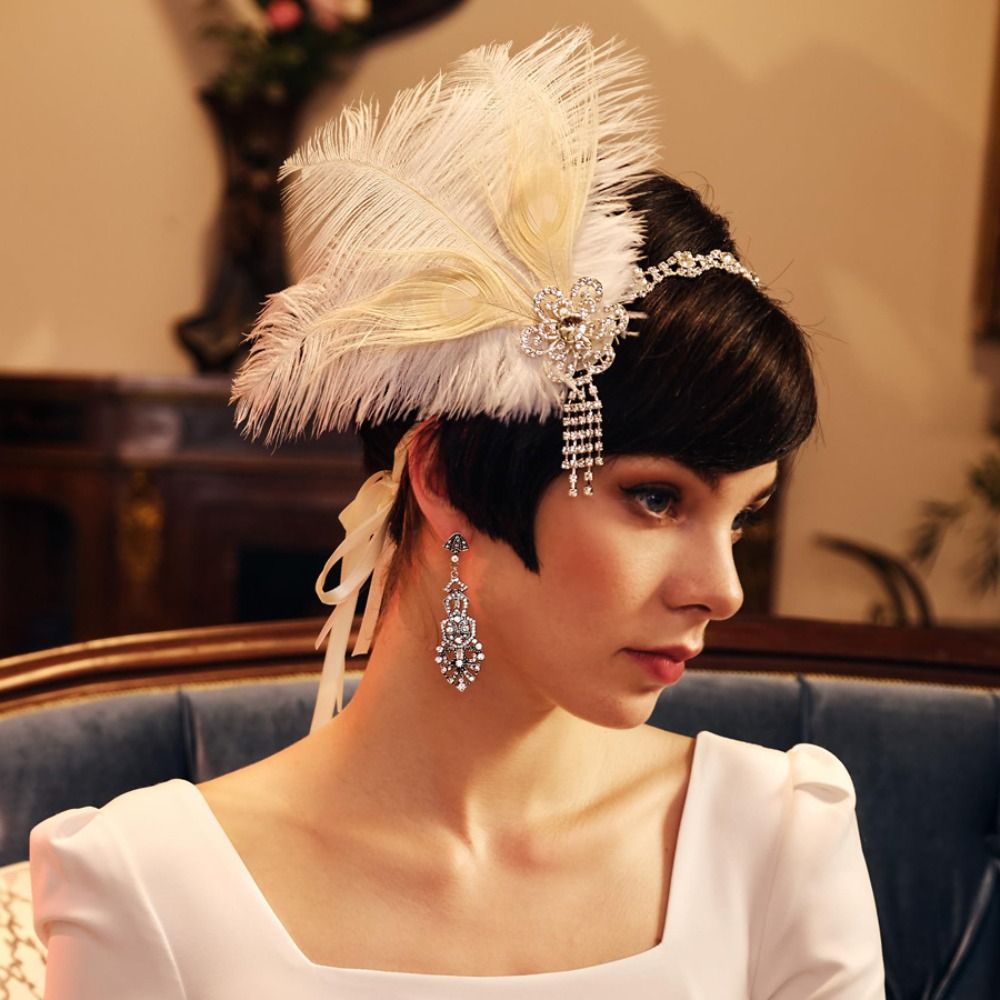 레트로 빈티지 깃털 머리띠 스팽글 크리스탈 가면 무도회 - Women Accessories Online 리뷰 및 가격
