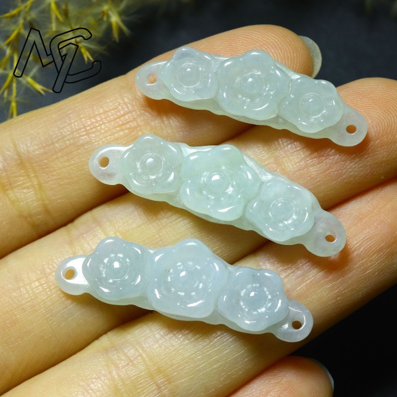 1pc 천연 경옥 에메랄드 꽃 핸드 카드 DIY 액세서 - Women Accessories For Gift 리뷰 및 가격