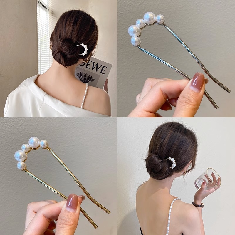 새로운 메탈 빈티지 U자형 헤어핀 진주 헤어 스틱 롱  - Pearl Hair Pin 리뷰 및 가격