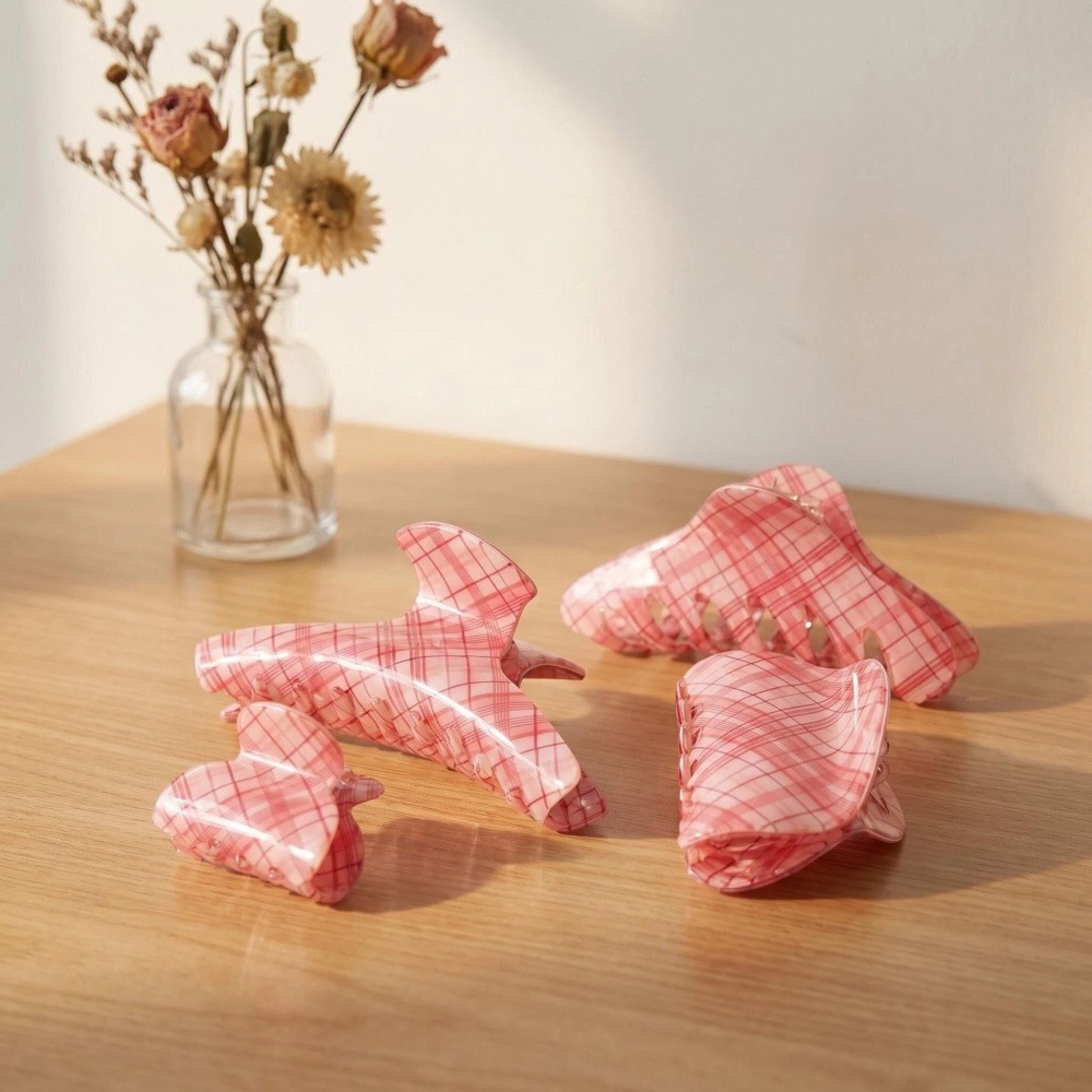 핑크 블루 그리드 헤어 클로 클립 헤어 액세서리 여성  - Women Accessories Online 리뷰 및 가격