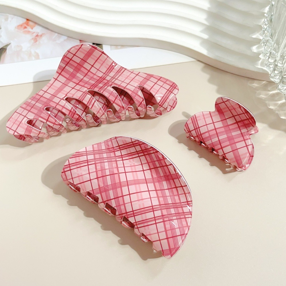 핑크 블루 그리드 헤어 클로 클립 헤어 액세서리 여성  - Women Accessories Online 리뷰 및 가격