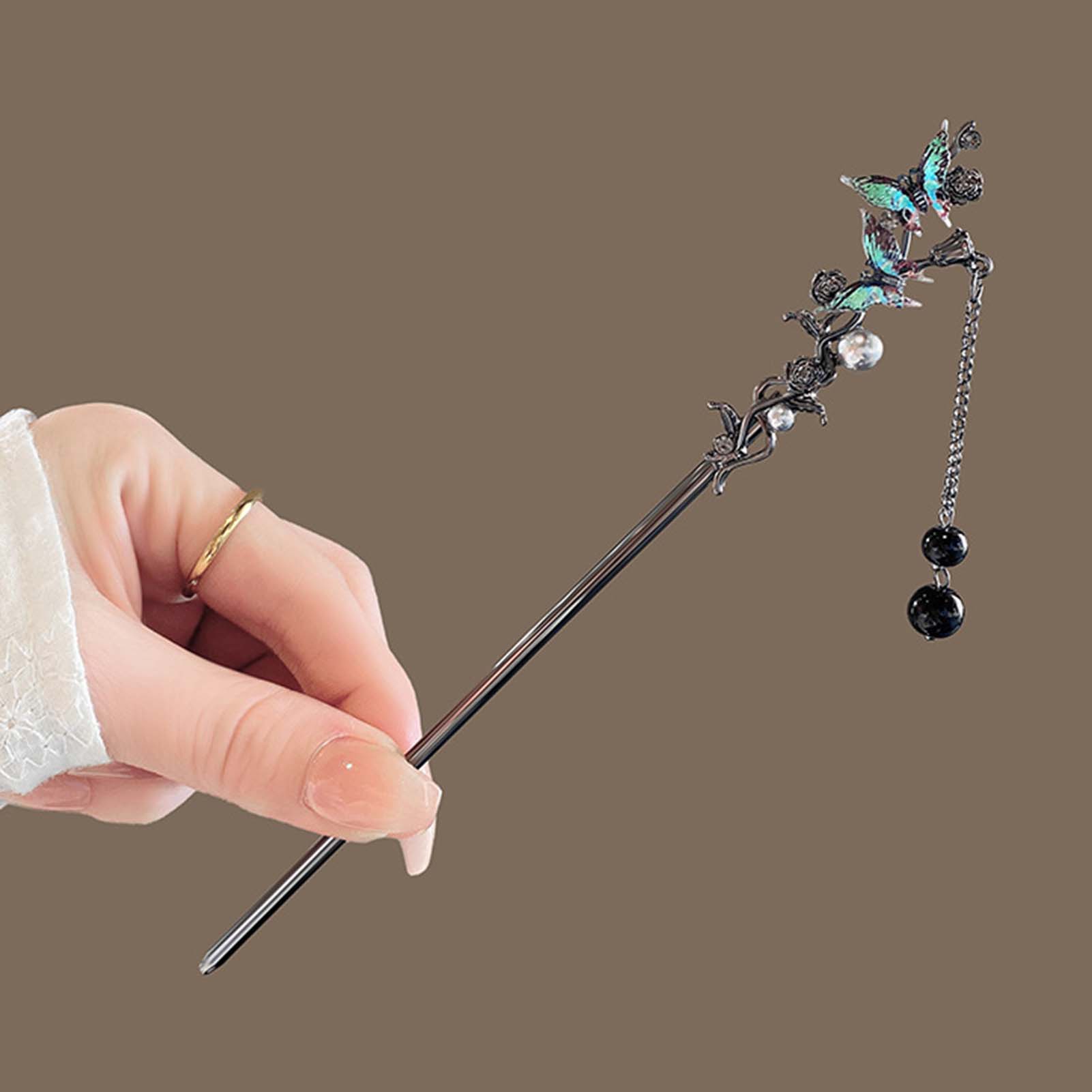 중국 스타일 헤어 스틱 블랙 메탈 헤어핀 클래식 플라워 - Pearl Hair Pin 리뷰 및 가격