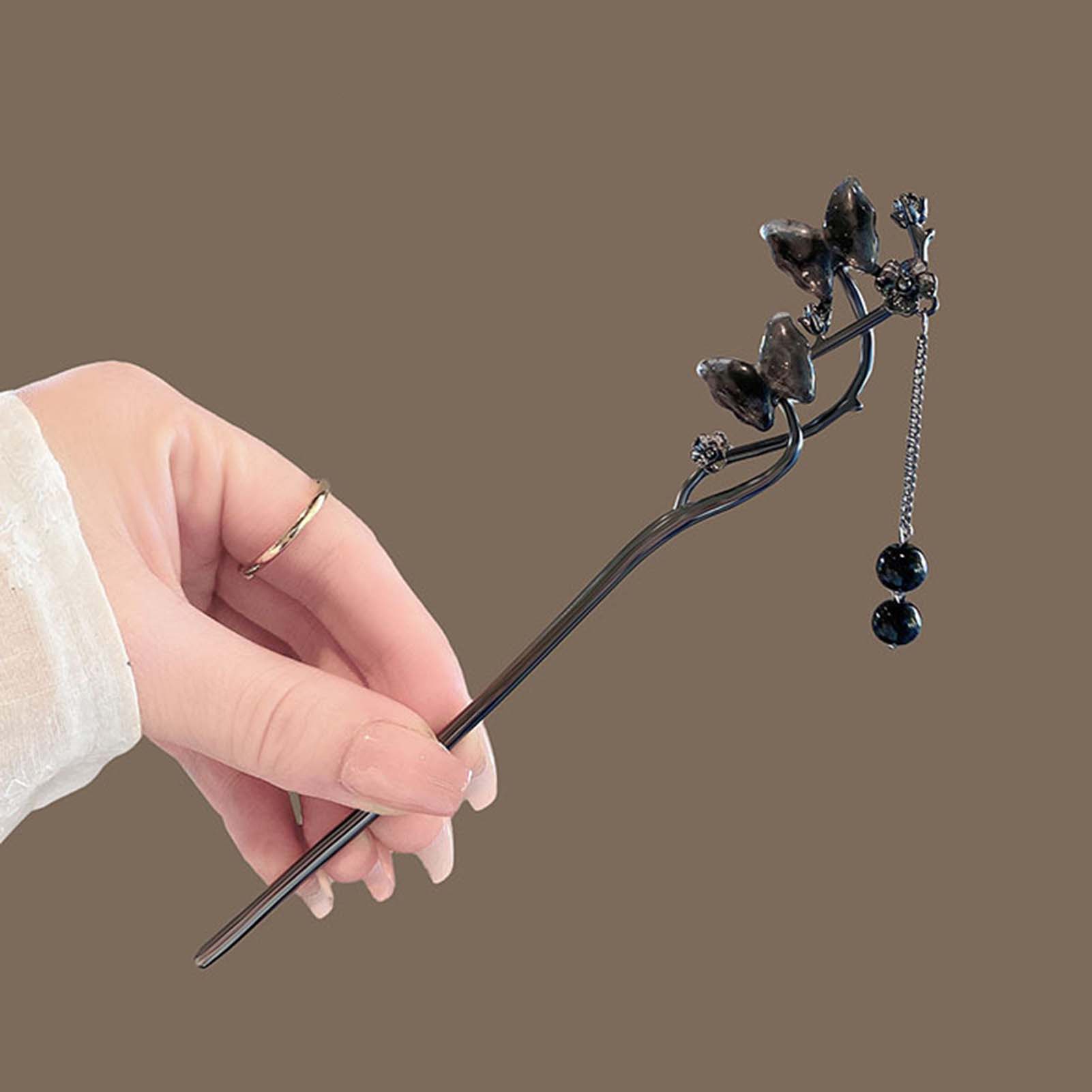 중국 스타일 헤어 스틱 블랙 메탈 헤어핀 클래식 플라워 - Pearl Hair Pin 리뷰 및 가격