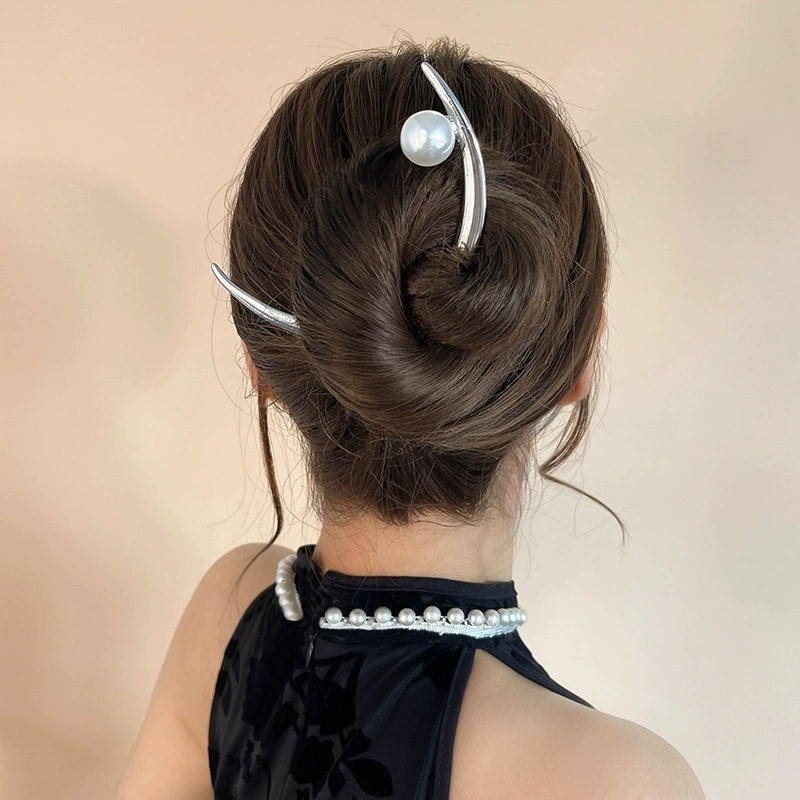 진주 헤어 스틱 초승달 모양 헤어핀 여성용 금속 헤어  - Pearl Hair Pin 리뷰 및 가격