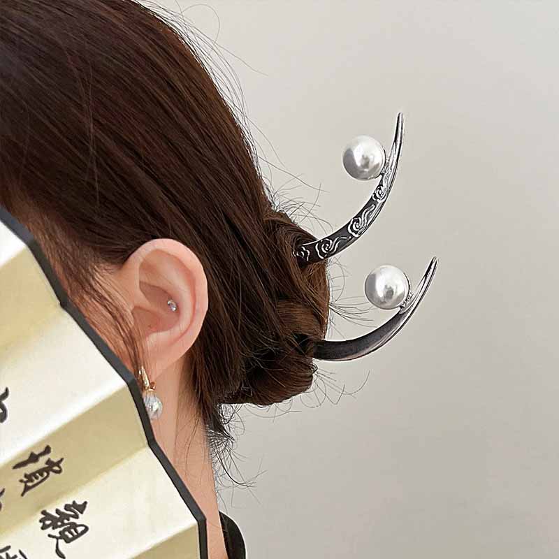 진주 헤어 스틱 초승달 모양 헤어핀 여성용 금속 헤어  - Pearl Hair Pin 리뷰 및 가격