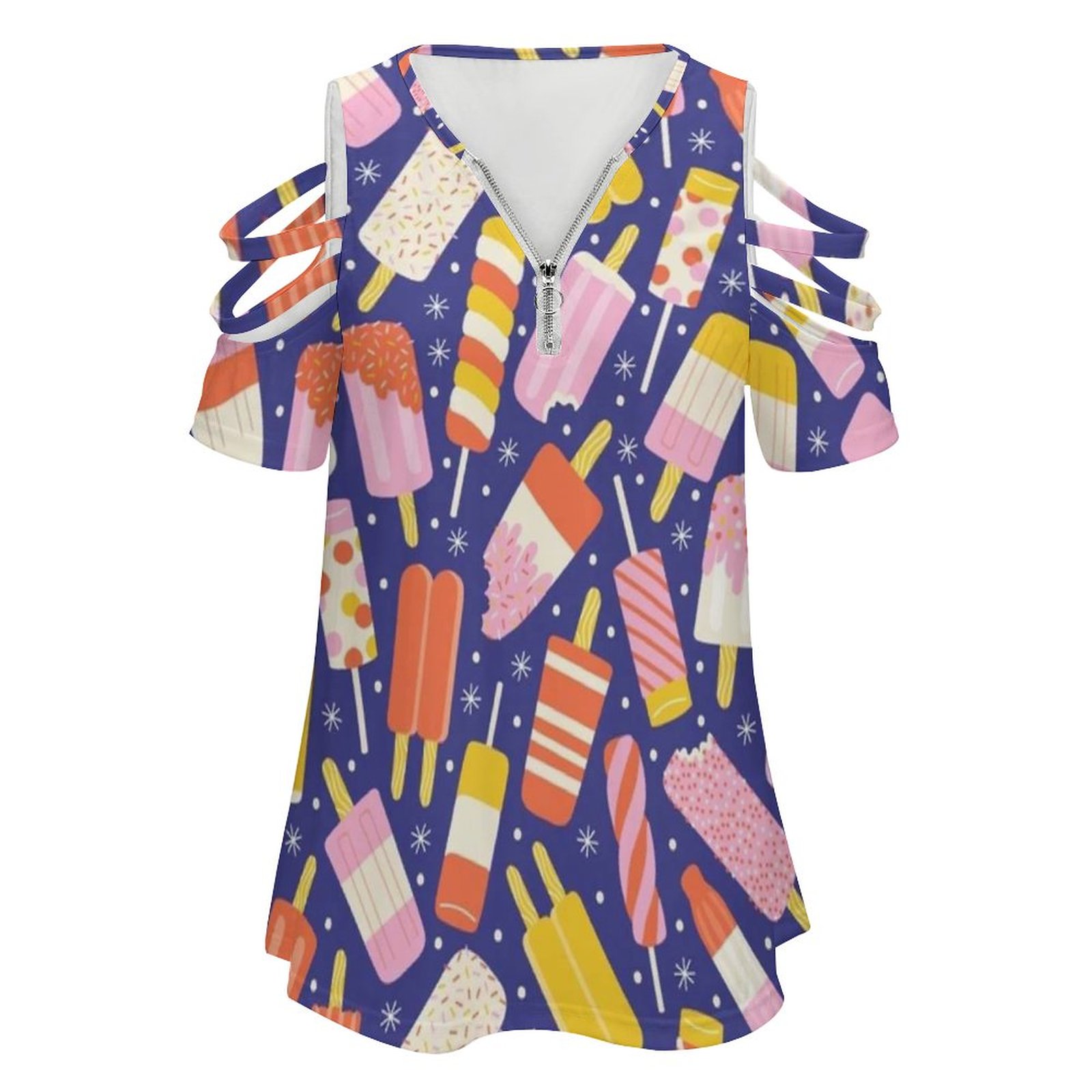 Popsicles 오프 숄더 탑 반팔 여성 셔츠 패턴  - Women Accessories Vector 리뷰 및 가격