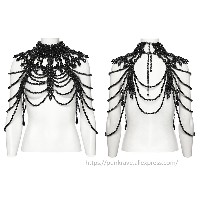 PUNK RAVE 여성용 고딕 해골 비즈 넥 커버 멀티 - Women'S Accessories For Neck 리뷰 및 가격