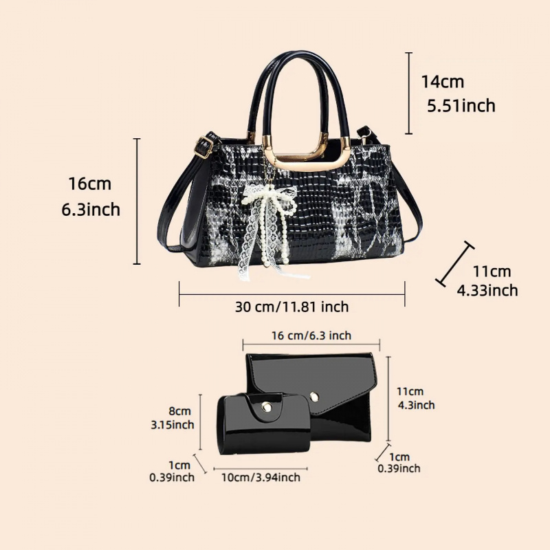 여성용 핸드백 세트, 악어 무늬 이브닝 클러치, 파티  - Women Accessories For Gift 리뷰 및 가격