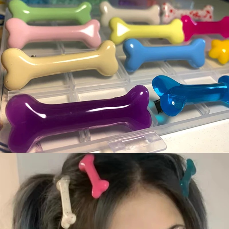 다채로운 뼈 모양 헤어핀 귀여운 Y2K 바비핀 소녀 패 - Women Accessories Wholesale China 리뷰 및 가격
