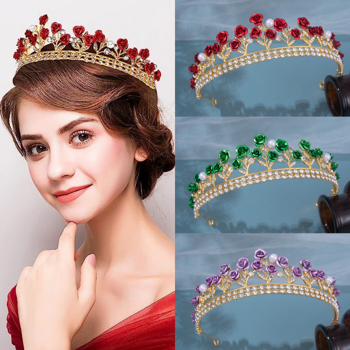 바로크 세라믹 신부 왕관 라인스톤 프롬 디아뎀 헤어피스 - Women'S Wedding Accessories 리뷰 및 가격