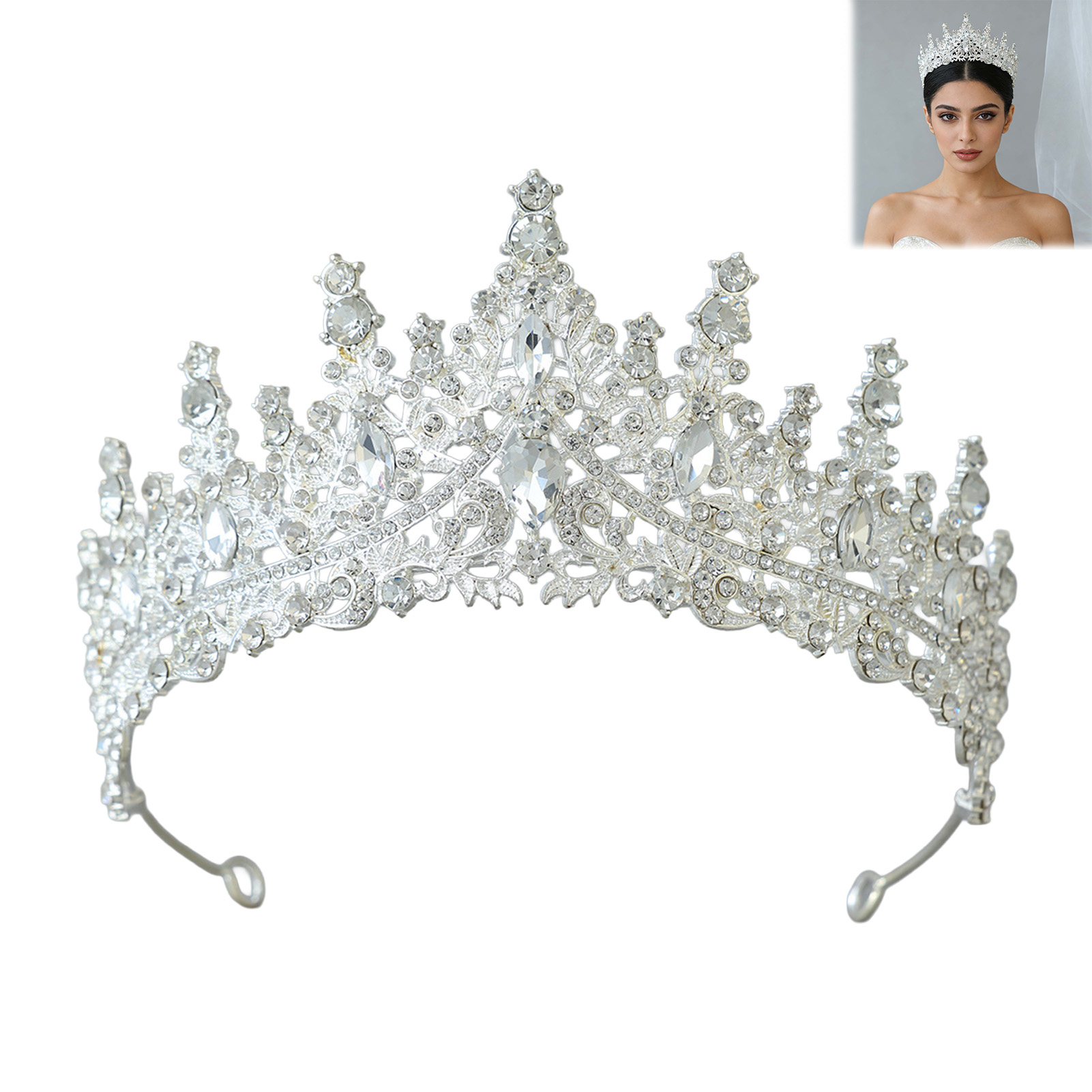 신부 머리 장식 웨딩 예식용 반짝이는 라인스톤 크라운  - Women'S Wedding Accessories 리뷰 및 가격