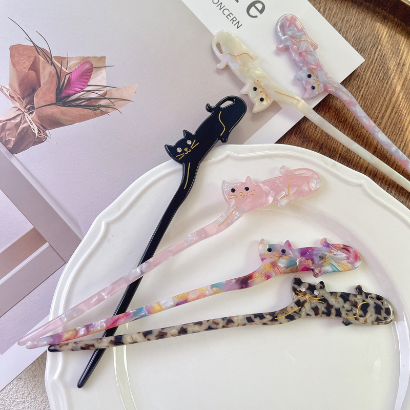 여자를위한 중국 스타일 머리핀 크리 에이 티브 고양이  - Women Accessories Shop 리뷰 및 가격