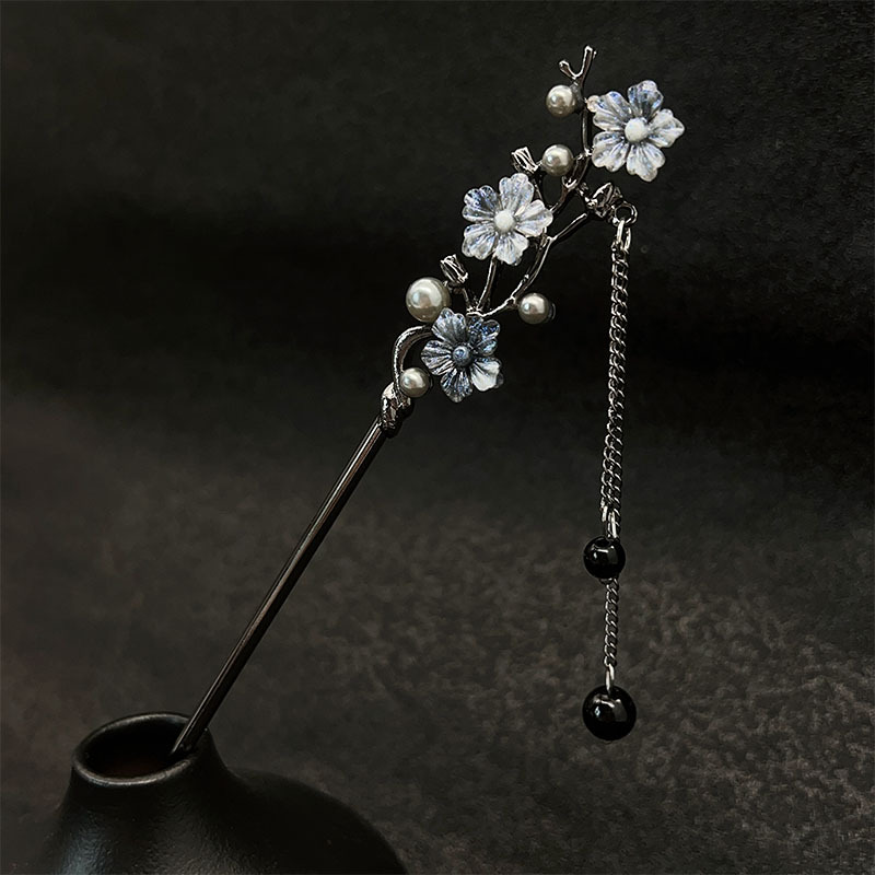 클래식 헤어 스틱 젓가락 잉크 컬러 꽃 금속 프린지 헤 - Pearl Hair Pin 리뷰 및 가격