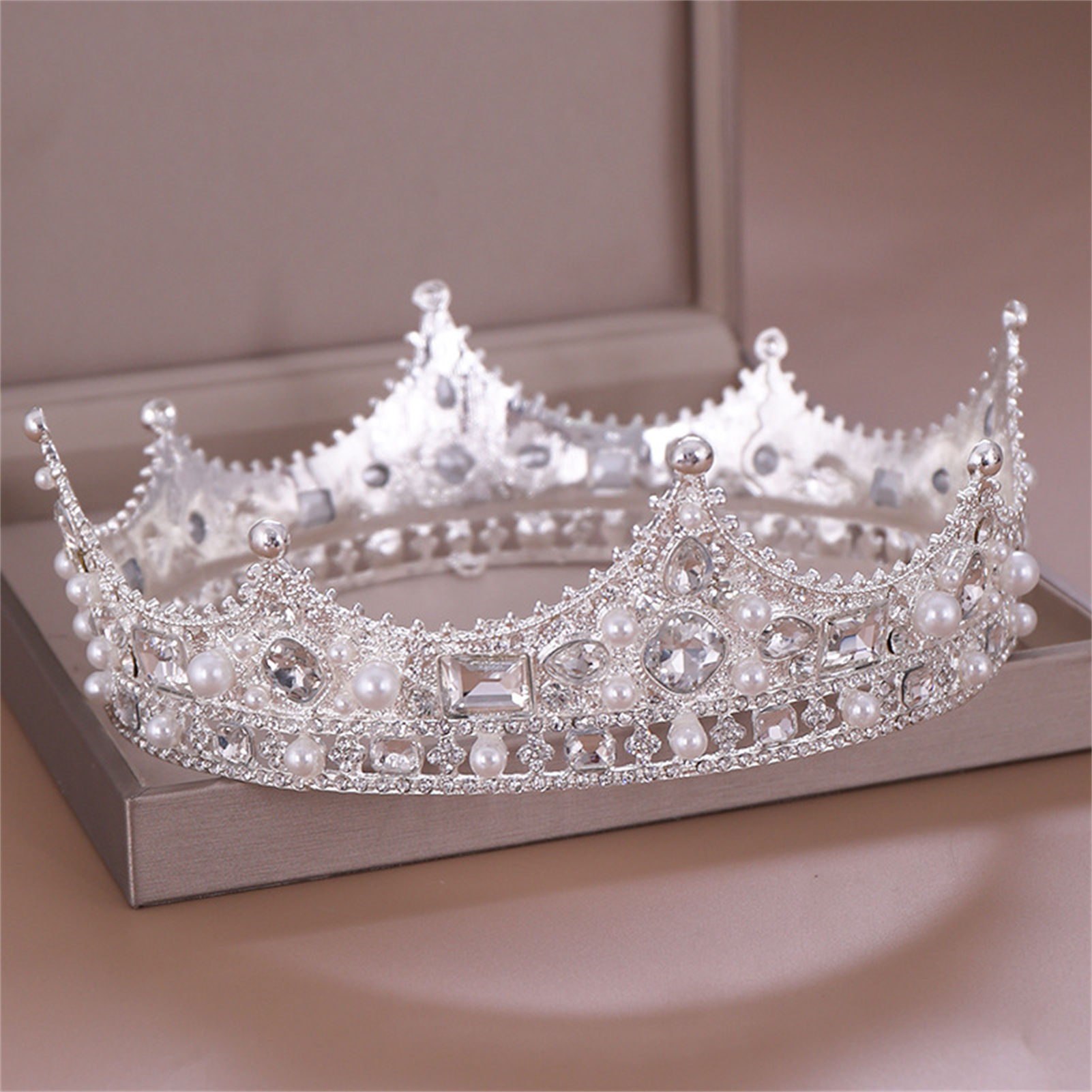 합금 크라운 티아라 레트로 신부 라인스톤 라운드 크라운 - Women'S Wedding Accessories 리뷰 및 가격